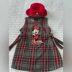 Vintage Minnie Mouse Plaid Dress with Matching Hat from Disney Store (Girls 4/5)